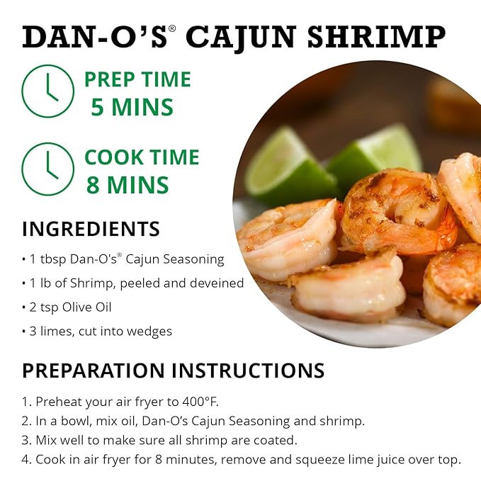 Dan-O's Cajun Seasoning, 2.8 oz Bottle, 2 Pack, Spicy Seasoning for Gumbo, Jambalaya, Shrimp, Chicken and More, Sugar Free, Zero Calorie, Use this Spice Blend to Craft a Marinade, Dry Rub or Sauce