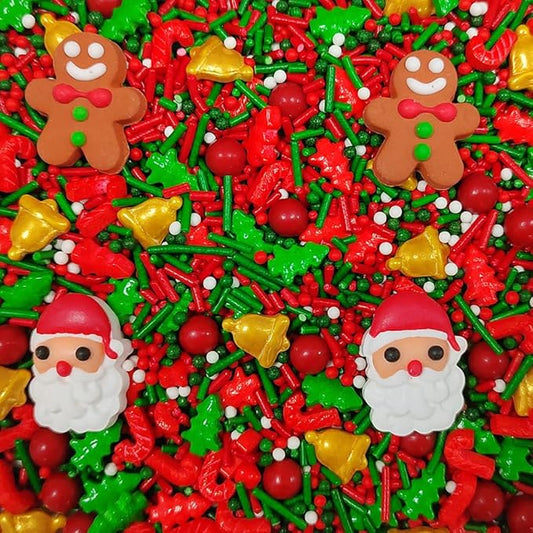 Christmas Santa Claus Sprinkles for Cake Decorating Gingerbread Man Sprinkles Red Green Sugar Sprinkle for Cake Decorations Cupcake Toppers Baking Cookie Decorating Ice Cream Celebrations