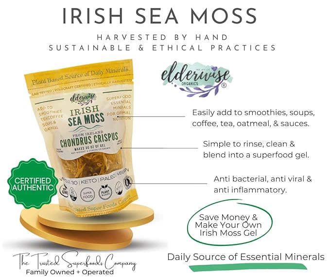 IRISH Sea Moss from Ireland | WILDCRAFTED | Chondrus Crispus | Raw Irish Moss | Golden