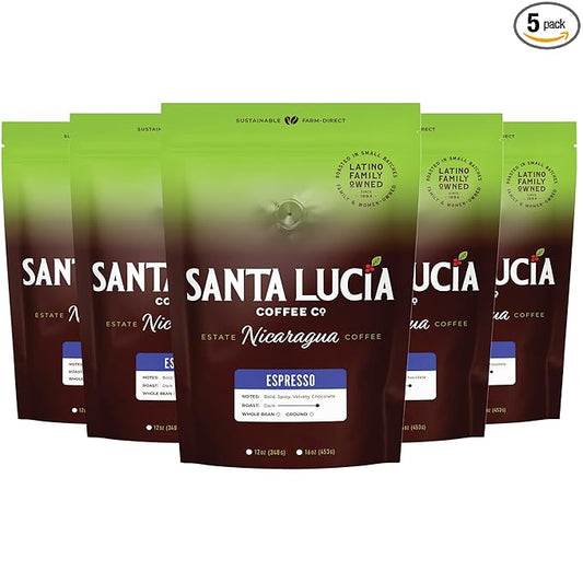 Specialty Volcanic Nicaraguan - Cafì±?Crema Espresso Roast Coffee, Intricate & Velvety, Low Acid, 91 Point, Small Batch Roasted, Farm Direct, 100% Single-Origin, Santa Lucia, Ground,Drip 5 lbs 5-16oz