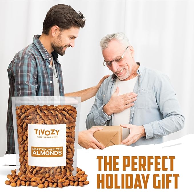 Almonds Roasted Unsalted - Fresh and Delicious Guilt Free Healthy Keto Snack Whole Unsalted Nuts Packed in Resealable Bag, Low Calories, Vegan, Gluten-Free, 4lbs