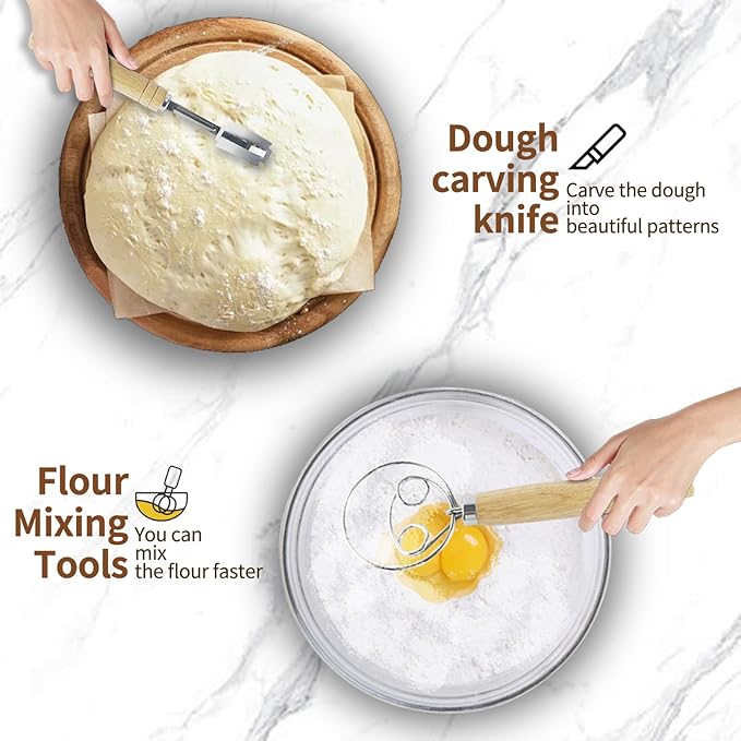 Banneton Bread Proofing Basket: Sourdough Bread Baking Supplies - Making Tools for Rising and Baking(Round Set)