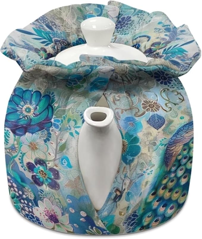 Peacock Tea Cozy for Teapot Insulated Lotus Tea Cosy for Teapot for Women Tea Pot Cover Home Kitchen Decorative Teapot Dust Protector