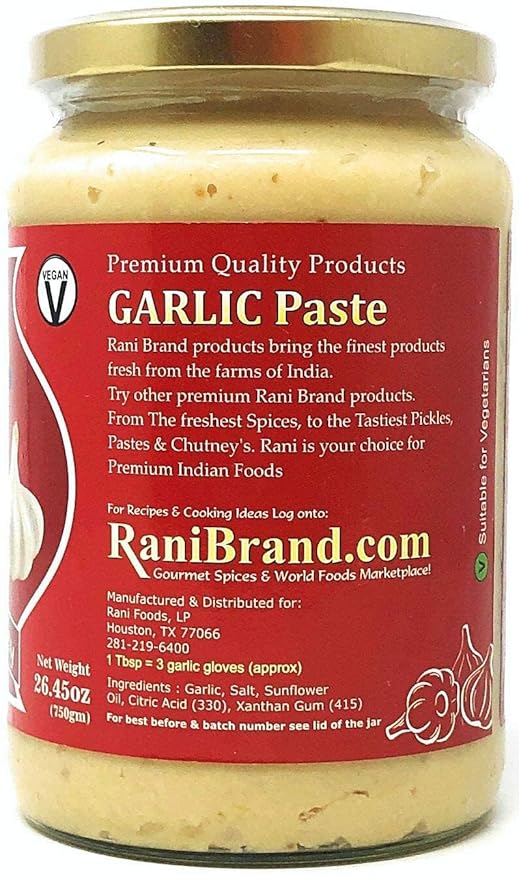 Asian Kitchen Garlic Cooking Paste 26.5oz (750g) Glass Jar ~ Vegan | Gluten Free | NON-GMO | No Colors | Indian Origin