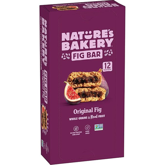 Nature?™s Bakery Whole Wheat Fig Bars, Original Fig, Real Fruit, Vegan, Non-GMO, Snack bar, 1 box with 12 twin packs (12 twin packs)