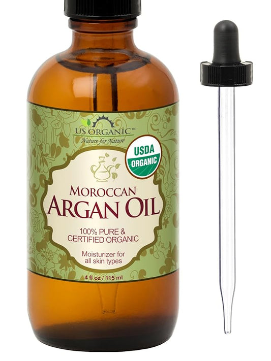 US Organic Moroccan Argan Oil, Cold-Pressed Virgin, USDA Certified, 100% Pure, Unrefined, for Hair
