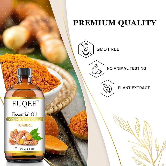 Turmeric Essential Oil 118 ml Pure Turmeric Essential Oil for Diffusers, Candle Making, DIY Soap - 4Fl. Oz