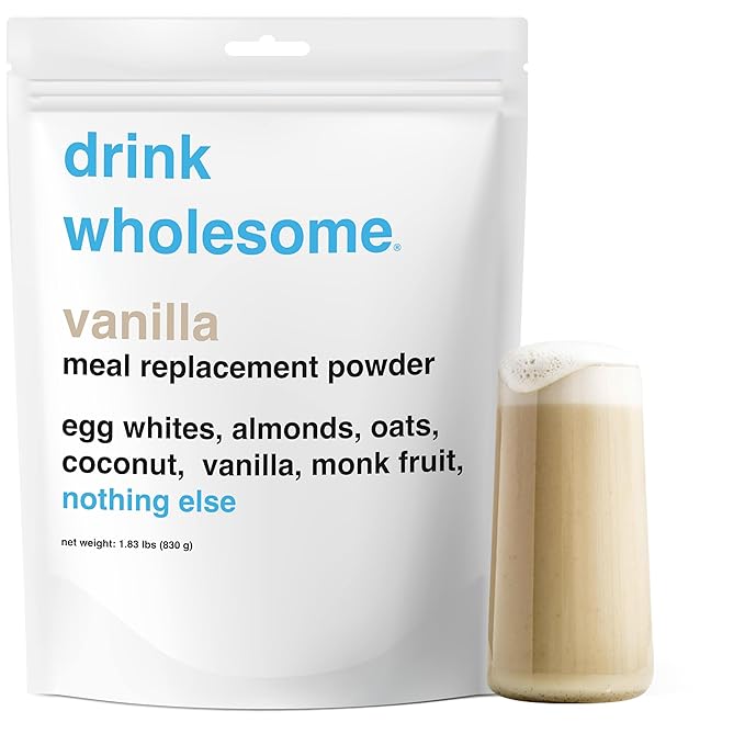 Drink Wholesome Vanilla Meal Replacement Powder | for Sensitive Stomachs | Gut Friendly | Additive & Dairy Free | No Artificial Sweeteners | No Bloating, Farts or Gas | No Constipation or Diarrhea