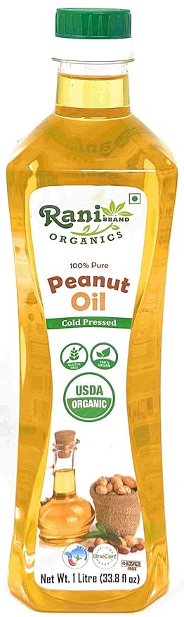 Rani Organic Peanut Oil 33.8 Ounce (1 Liter) Cold Pressed | 100% Natural | NON-GMO | Kosher | Vegan | Gluten Free | USDA Certified Organic
