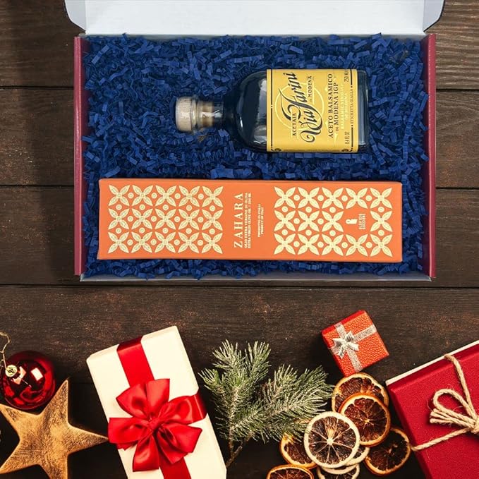 Brava Giulia Gift Box – Sicilian Extra Virgin Olive Oil and Via Farini Aged Balsamic Vinegar of Modena – Imported from Italy – 2 Bottle Set (8.45 fl oz Each)
