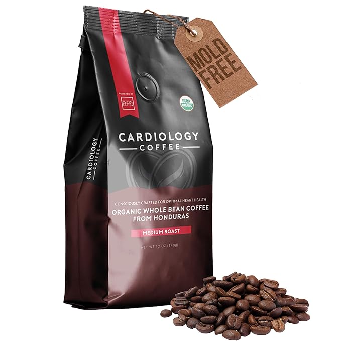 Cardiology Coffee ??Whole Bean Coffee ??USDA Certified Mold-Free 12oz Premium Medium Roast Organic Coffee Beans with Antioxidant Benefits ??Perfect for Heart Healthy Lifestyle