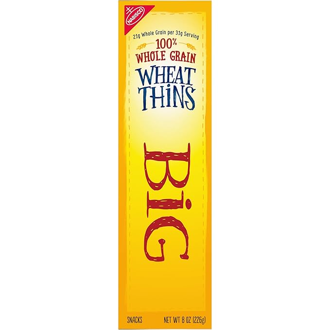 Wheat Thins BIG Snacks, Whole Grain Wheat Crackers, Bulk Snack Crackers, 6 - 8 oz Boxes