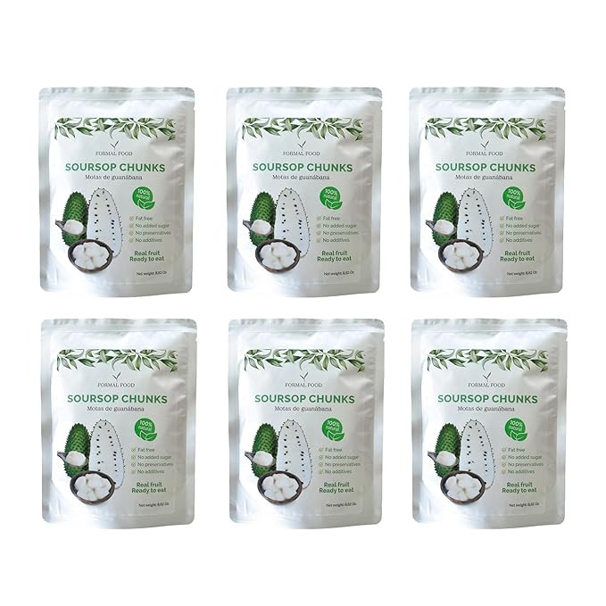Soursop (Guanabana) Fruit 100% Natural And Real - No Added Sugar, No Preservatives - 8,82 Oz (Soursop Pack of 6)