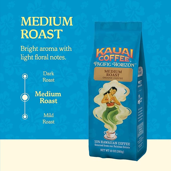 Kauai Hawaiian Ground Coffee, Koloa Estate Medium Roast (10 Ounce) - Gourmet Arabica Coffee From Hawaii's Largest Coffee Grower, Bold, Rich Blend