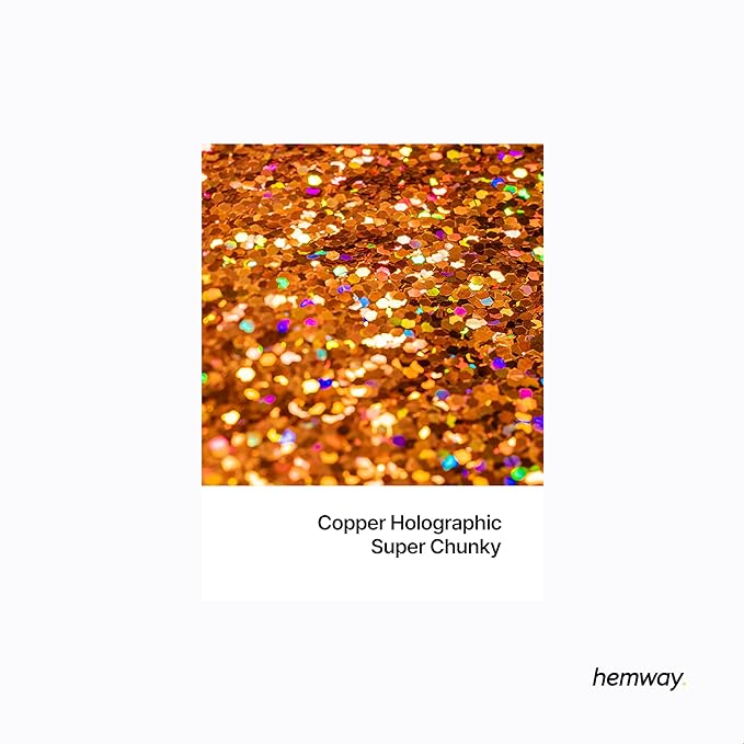 Hemway Premium Glitter Shaker - Copper Holographic | 115g Super Chunky Metallic Flake Sequins for Resin & Epoxy Crafts | Craft Supplies for Tumblers, Festival, Art
