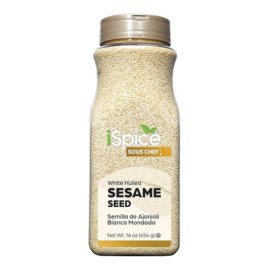 iSpice | Sesame Seeds Hulled | 16 oz | Bulk Size | Gourmet Spice | Kosher