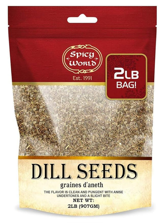 Spicy World Dill Seeds Whole Spice | Perfect for Pickling and Eating | 2 Pound Resealable Bag