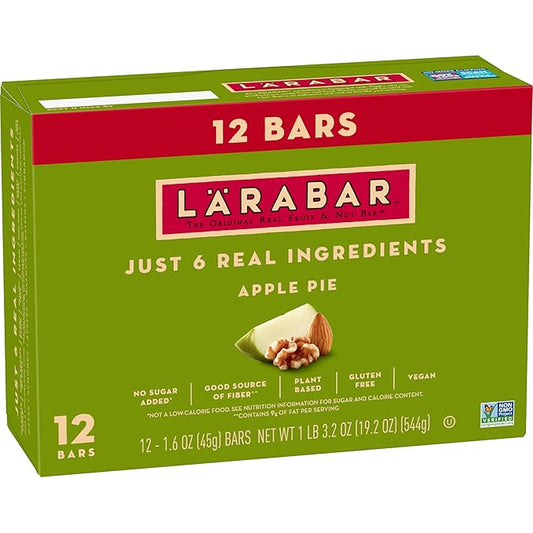 Larabar Apple Pie, Gluten Free Vegan Fruit & Nut Bars, 1.6 oz bars, 12 ct