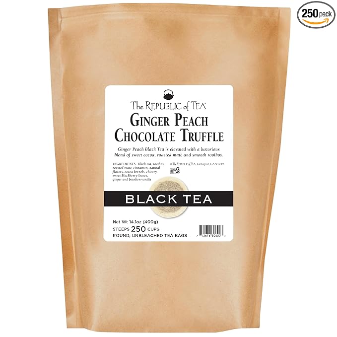 The Republic of Tea Ginger Peach Chocolate Truffle Black, 250 Tea Bags