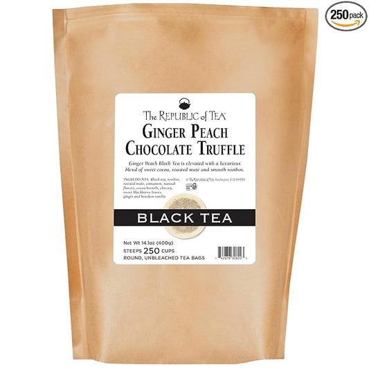 The Republic of Tea Ginger Peach Chocolate Truffle Black, 250 Tea Bags