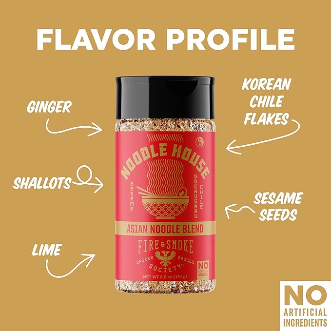 Fire & Smoke Noodle House Seasoning Blend | Fried Rice, Stir Fry, Noodle Seasoning | Korean Chile, Ginger, Shallots | M, 6 oz