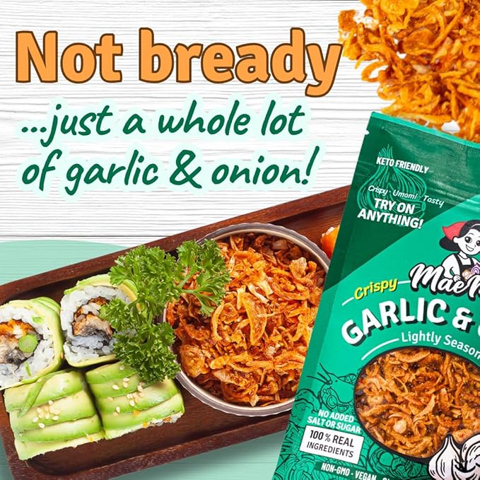 MaeMai Chili Crisp (MILD Spice) - Premium Onion & Garlic Flakes - Crispy All-Purpose Seasoning, Topper | Keto, vegan, gluten-free. Crunchy condiment for ramen add ons, rice seasoning, salads | 3.17 oz (90g)