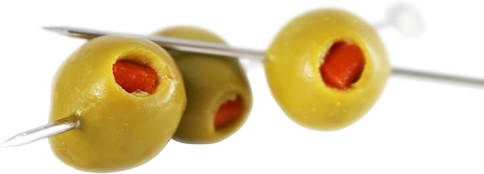 Zenlogy 5 inch Stainless Steel Picks (set of 8) and Swizzle Stick - Ideal Olive Skewers - Will Not Drown in Your Martinis, Cocktails, and Bloody Mary