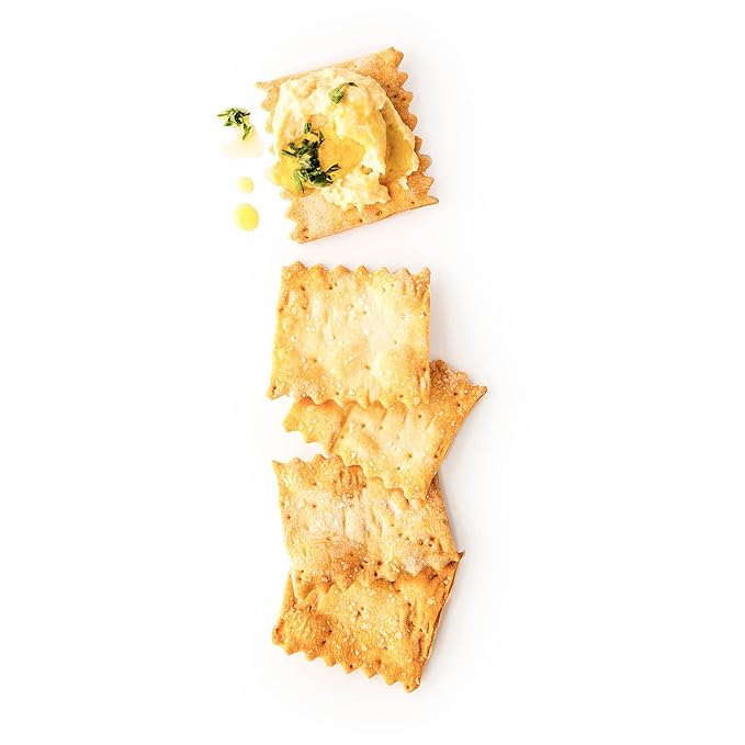 Rustic Bakery Handmade Sourdough Flatbread Cracker Bites - Olive Oil & Sel Gris - Sea Salt Charcuterie Crackers for Cheese Platters or Snacking - Made in California - Pack of 4, 6 Oz Bags