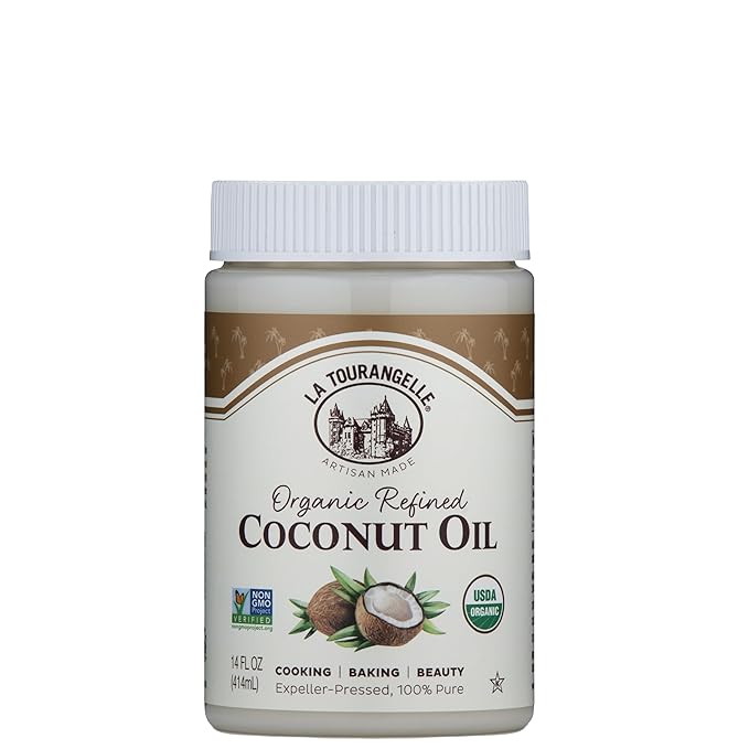 La Tourangelle, Organic Coconut Oil, Refined, For Cooking, Baking, Hair, and Skin Care, Expeller Pressed, 14 fl oz