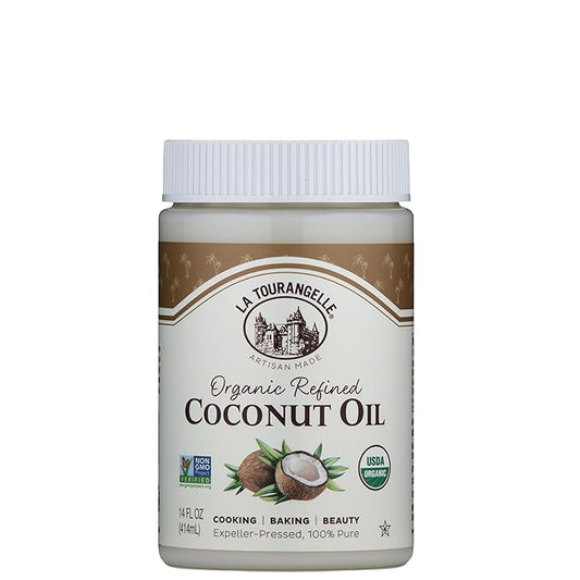 La Tourangelle, Organic Coconut Oil, Refined, For Cooking, Baking, Hair, and Skin Care, Expeller Pressed, 14 fl oz