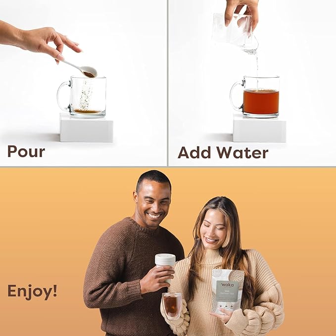 Waka Instant Black Tea Mix, Kenyan - 100% Tea Leaves, No Additives, Unsweetened Tea Powder for 50 Quarts or 200 Cups ??Easy and Quick Hot or Iced Teas (4.5oz)