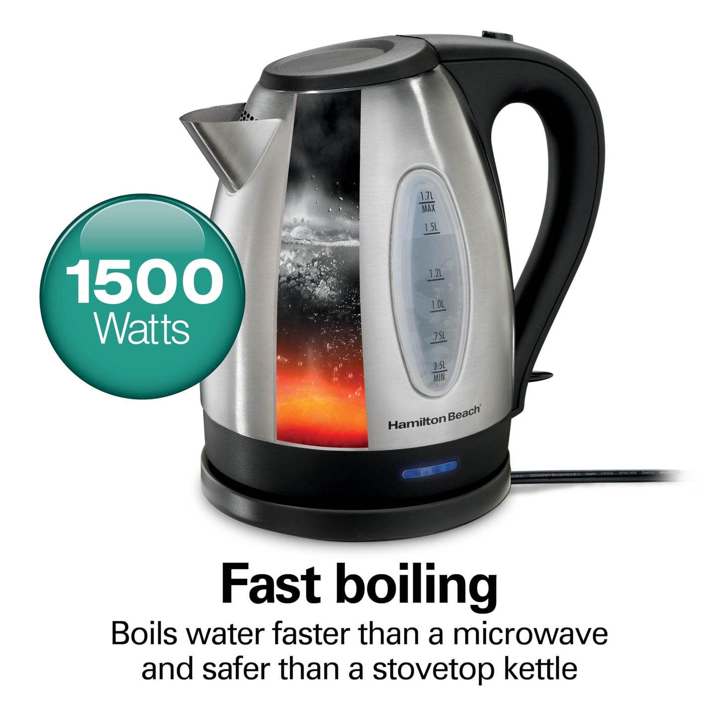 Hamilton Beach 1.7 Liter Electric Tea Kettle, Water Boiler & Heater