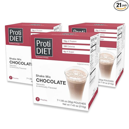 ProtiDIET Chocolate Protein Shake - 21 Pouches - Low Fat, High Protein Drink for a Healthy Active Lifestyle - Quick and Easy Preparation Chocolate Protein Drink