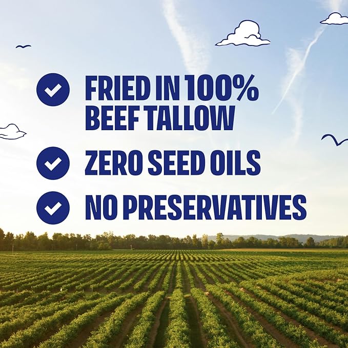 Tasty Nate???Beef Tallow Potato Chips - Original Sea Salt, Fried in 100% Beef Tallow - Seed Oil Free Chips, Paleo Snacks for Adults, 7oz Bag - Pack of 2