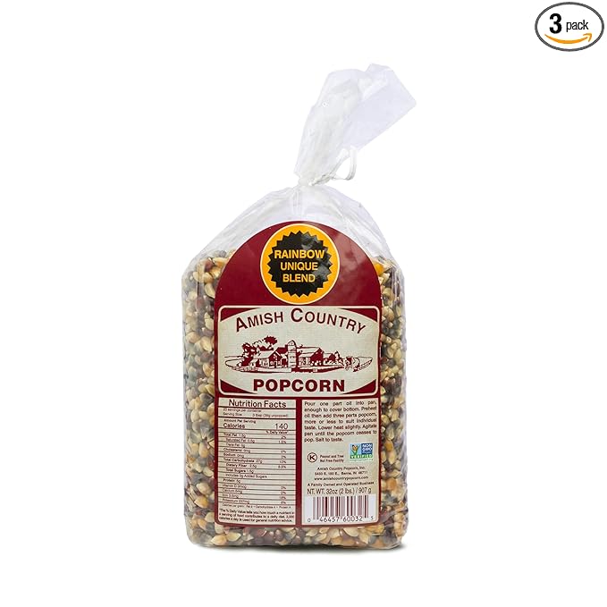 Amish Country Popcorn | 2 lb Bag | Rainbow Popcorn Kernels | Old Fashioned, Non-GMO and Gluten Free (Rainbow - 2 lb Bag)