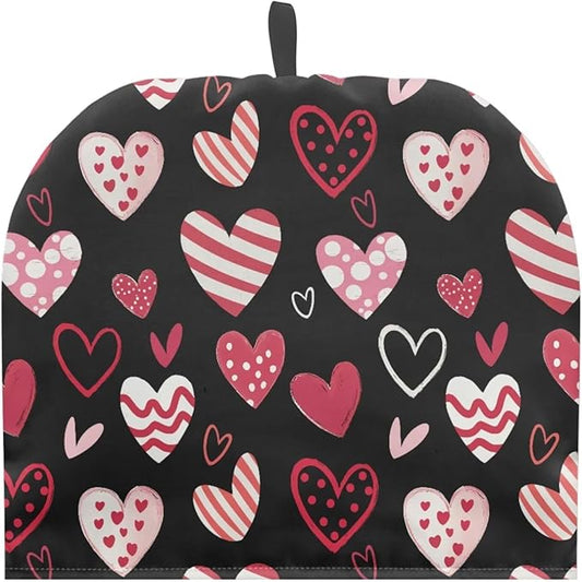 Valentine's Day Heart Roses Tea Cosy Kitchen Home Decorative Tea Pot Dust Cover Thermal Insulation & Heat Preservation Tea Cozies for Home Kitchen Valentine's Decor & Gift