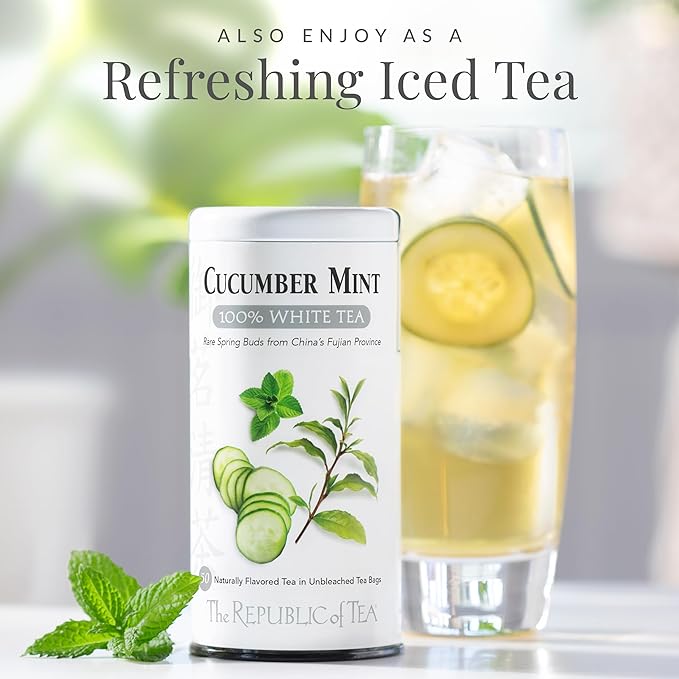 The Republic of Tea – Cucumber Mint 100% White Tea Bags, Steeps 250 Low-Caffeinated Cups
