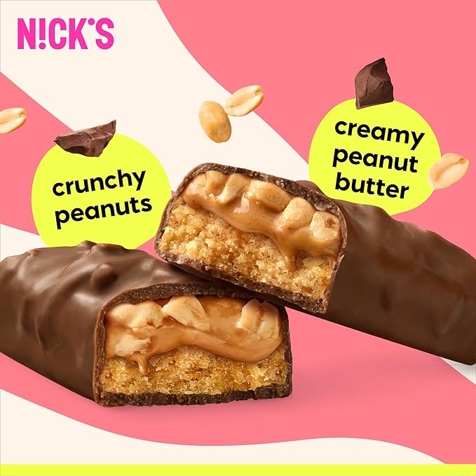 Nick?™s Peanut Butter Protein Bars ??12-Count Box | High Protein, Low Calories, Low Carbs, Keto Friendly, No Added Sugar