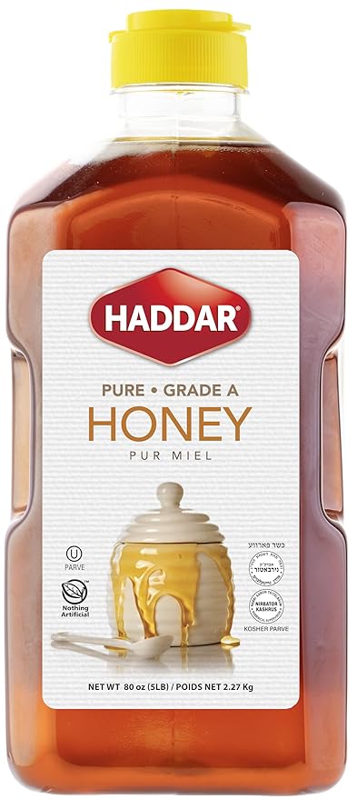 Haddar US Grade A Bulk Honey, 5lb | 100% Pure | Clover Honey | No Fillers | Kosher