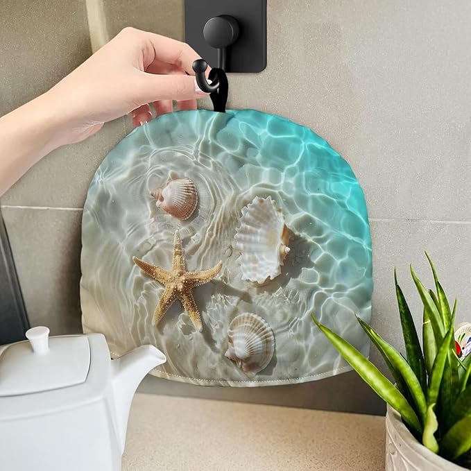 Tea Cosy Cover for Teapot, Durable Warm Keep Teapot Cover with Top Handy Loop Durable Tea Kettle Protector for Home Kitchen Tabletop Decor Beach Starfish