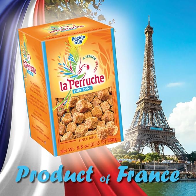 La Perruche Pure Cane Brown Sugar Cubes (250g/8.8oz box) | Ideal Sugar Cubes for Coffee | Pack of 1