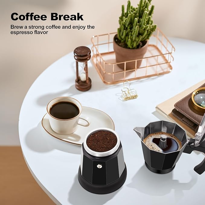 Electric Aluminum Moka Pot 5-6 Cup 270ml Espresso Maker with Detachable Base Ideal Coffee Makers for Home MochaPot Italian and Cuban Cafì±?Coffeemaker Espressomaker CoffeePot Black