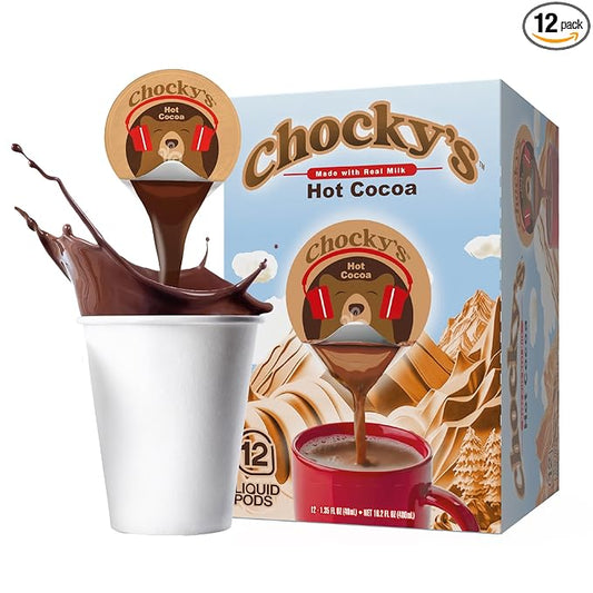 Chocky?™s by Java House Single-Serve Hot Chocolate Pods - Peel and Pour Liquid Concentrate - Hot Chocolate - 12 Count