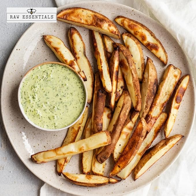 Raw Essentials Salt and Vinegar with Dill Gourmet Fries Seasoning - Tangy Dill Pickle Flavor - Great on Fries, Fried Fish, Popcorn, and Chips - Gluten-Free and Vegan - 12 Ounce Bottle