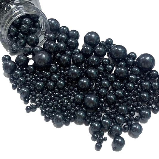 Black Sprinkles Edible Sugar Pearls for Cakes Baking Candy Pearl Halloween Christmas Birthday Cupcake Sprinkles and Decorations Cookie Cake Toppers