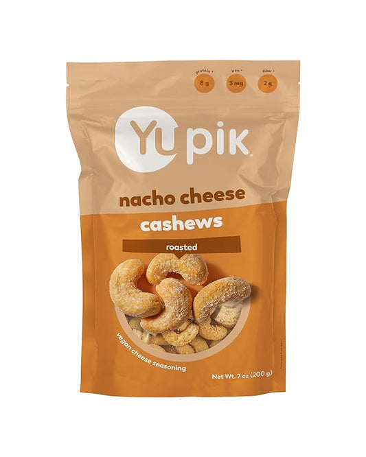 Yupik Nacho Cashews, 7 Oz, Kosher, Roasted Cashews with Vegan Cheese, Seasoned Nuts, Crunchy Savory Snack, Nacho Cheese Flavor, Perfect for Parties & Game Night