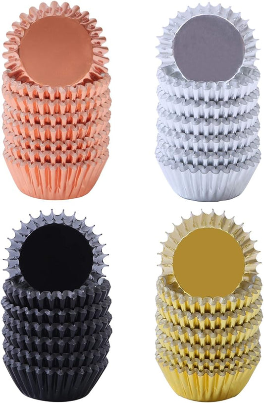 Elcoho 600 Pieces 1.25 Inch Mini Size Foil Metallic Cupcake Liners Muffin Paper Cases Baking Cups