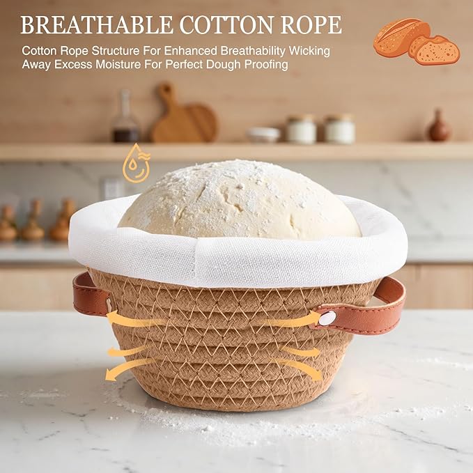 Banneton Bread Proofing Basket, Mini Bread Basket, Sourdough Bread Baking Supplies, Sourdough Banneton Basket, Sourdough Starter Kit, 5 Inch Mini Banneton Basket Set of 6, Sour Dough Starter Kits