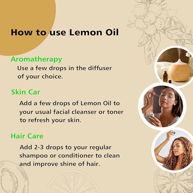 Lemon Essential Oil 1 Oz ??100% Pure Natural Lemon Oil for Cleaning, Diffuser, Skin, Massage & DIY, Fresh Citrus Scent