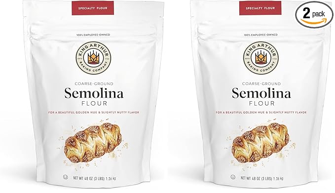 King Arthur Semolina Flour, Coarse Ground, High Protein Durum Wheat, Kosher, 3lbs,White (Pack of 2)